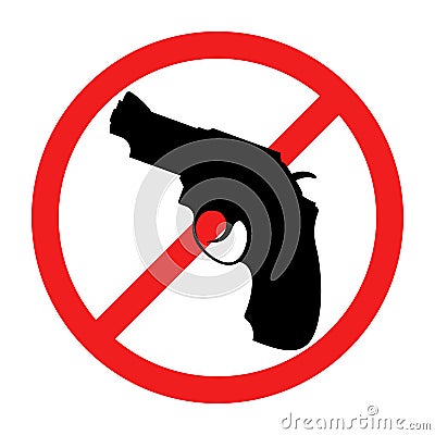 No weapons sign. No guns icon. Red round prohibition sign. Stop war Vector Illustration