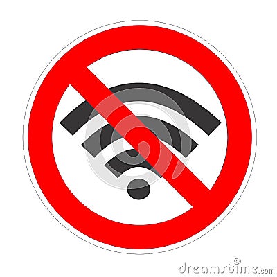 No wifi forbidden sign, red prohibition symbol Stock Photo