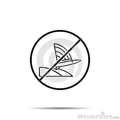 No windsurf icon. Simple thin line, outline vector of adventure ban, prohibition, embargo, interdict, forbiddance icons for ui and Stock Photo