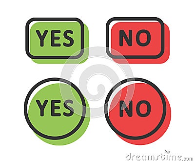 No and yes icon. Povitive and negative choise symbol. Sign app button vector Vector Illustration