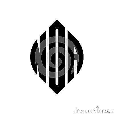 NOA circle letter logo design with circle and ellipse shape. NOA ellipse letters with typographic style. The three initials form a Vector Illustration