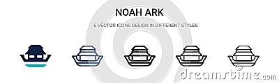 Noah ark icon in filled, thin line, outline and stroke style. Vector illustration of two colored and black noah ark vector icons Vector Illustration