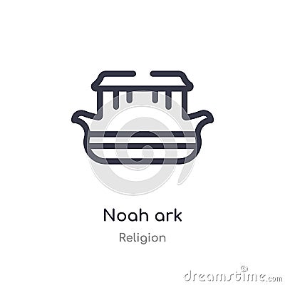 noah ark outline icon. isolated line vector illustration from religion collection. editable thin stroke noah ark icon on white Vector Illustration