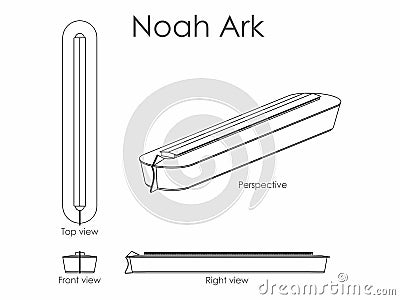 Noah Ark outline only Vector Illustration