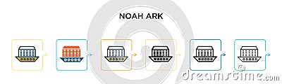 Noah ark vector icon in 6 different modern styles. Black, two colored noah ark icons designed in filled, outline, line and stroke Vector Illustration