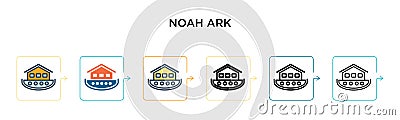 Noah ark vector icon in 6 different modern styles. Black, two colored noah ark icons designed in filled, outline, line and stroke Vector Illustration