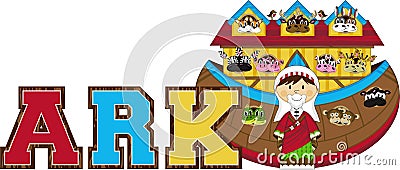 Noah`s Ark and the Animals Vector Illustration