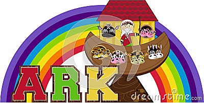 Noah`s Ark and the Animals Vector Illustration