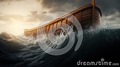 Noah's Ark: The Great Flood, A Biblical Story of Catastrophe and Redemption, Generative AI Stock Photo