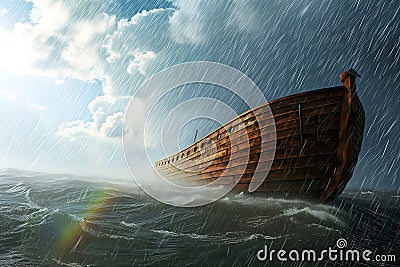 Noahs Ark, the vessel from the Genesis flood narrative by which God saves Noah. Stock Photo