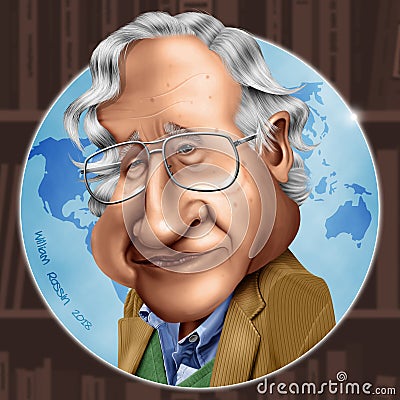 Noam Chomsky caricature Editorial Stock Photo