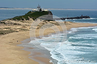 Nobbys Beach and Nobbys Lighthouse in Newcastle New South Wales Australia Stock Photo