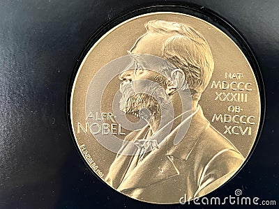 Alfred Nobel Prize Award Medal Editorial Stock Photo