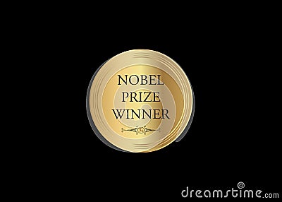 Nobel prize winner concept, music literature award, golden coin icon. The award of the year, abstract prize gold medal, pulitzer Vector Illustration