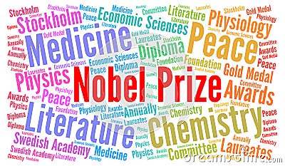 Nobel prize word cloud Cartoon Illustration