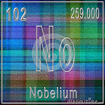 Nobelium chemical element, Sign with atomic number and atomic weight Stock Photo