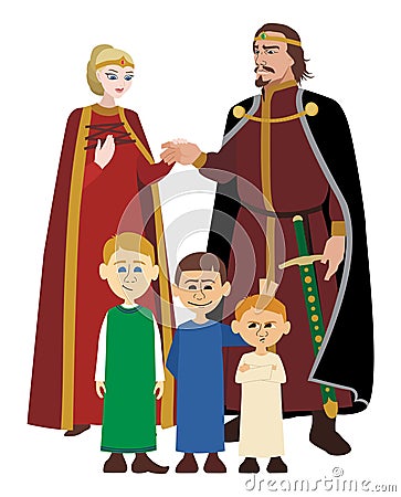 Noble Family on White Vector Illustration