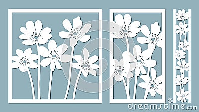 Noble hepatica. Vector illustration. Paper flower, stickers. Laser cut. Template for laser cutting and Plotter. Vector Vector Illustration