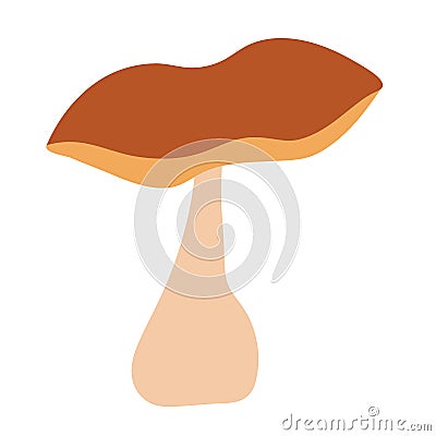 Noble white mushroom on an isolated background. Delicious mushrooms. Autumn couple. Logo, badge or flyer design. Flat Vector Illustration