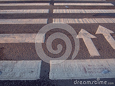 Nobody on Crosswalk in Black and white. Forward direction Stock Photo