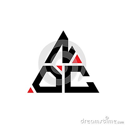 NOC triangle letter logo design with triangle shape. NOC triangle logo design monogram. NOC triangle vector logo template with red Vector Illustration