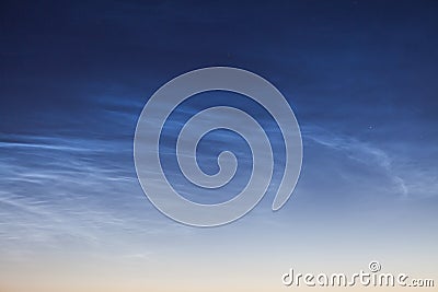 Noctilucent cloud NLC, night clouds, cloud-like phenomena in mesosphere Stock Photo