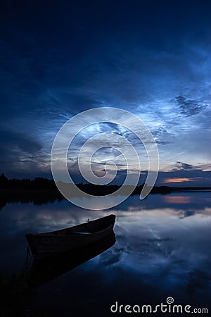 Noctilucent clouds night shining clouds Stock Photo