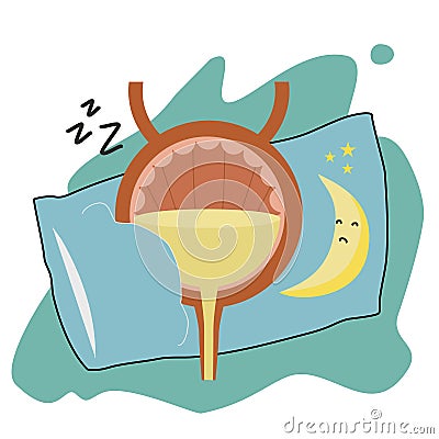 Nocturia problem of bladder make you wake up during the night to urinate Vector Illustration