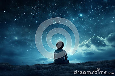 Nocturnal Astronomer scientist starry sky night. Generate Ai Stock Photo
