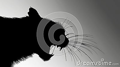 Nocturnal Fury: The Menacing Silhouette of a Stealthy Cat Stock Photo