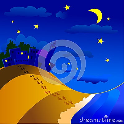 Nocturnal landscape Vector Illustration