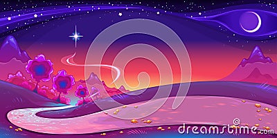 Nocturnal landscape. Vector Illustration