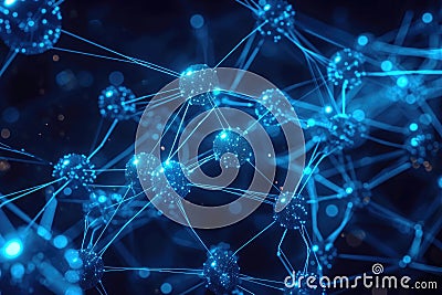 Node network concept: An abstract representation of nodes and connections, suggesting a digital or molecular structure Stock Photo