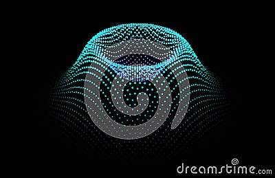 Node surface sea dot wave glowing stream. Drip drop data information. Statistic flow dynamic particles. Chain of nodes Stock Photo