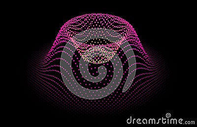 Node surface sea dot wave glowing stream. Drip drop data information. Statistic flow dynamic particles. Chain of nodes Stock Photo