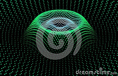 Node surface sea dot wave glowing stream. Drip drop data information. Statistic flow dynamic particles. Chain of nodes Stock Photo