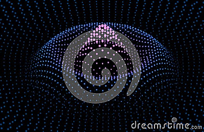 Node surface sea dot wave glowing stream. Drip drop data information. Statistic flow dynamic particles. Chain of nodes Stock Photo