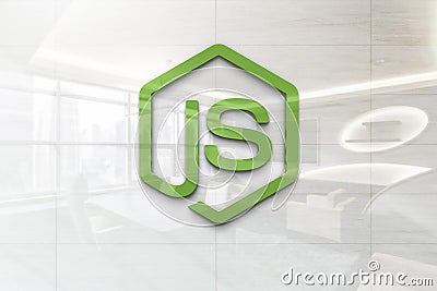 Nodejs icon on iphone realistic texture Editorial Stock Photo