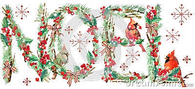 Noel background. watercolor Stock Photo