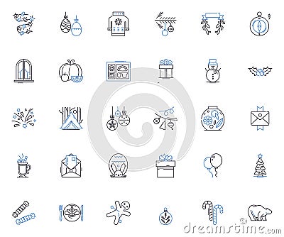 Noel line icons collection. Christmas, Joy, Family, Gifts, Carols, Peace, Traditions vector and linear illustration Vector Illustration