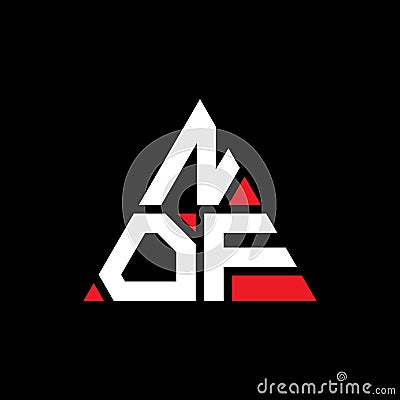 NOF triangle letter logo design with triangle shape. NOF triangle logo design monogram. NOF triangle vector logo template with red Vector Illustration