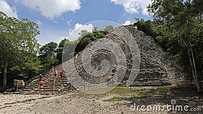 Nohoch Mul pyramid , Coba , Mexico Editorial Stock Photo