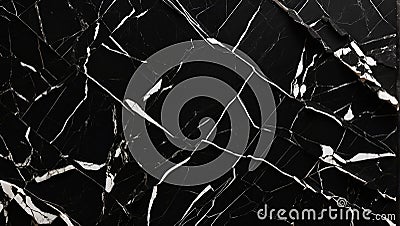 Noir Opulence: Nero Marquina Marble Texture. AI Generate Stock Photo