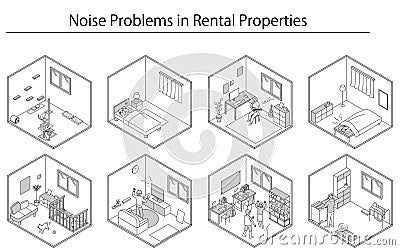 Noise problems in rental properties: Noise from living in apartments and condominiums Stock Photo