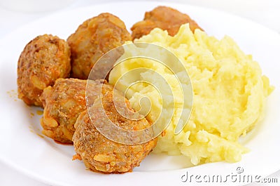 Noisettes with mashed potatoes Stock Photo