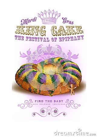 NOLA Culture Collection Mardi Gras King Cake Stock Photo