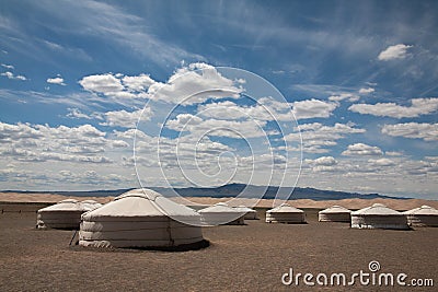 Nomad yurt in the mountain valley of Central Asia Stock Photo