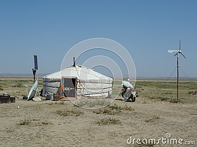 A nomadic family in the middle of nowhere, Bulgan, Mongolia. Editorial Stock Photo