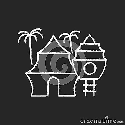 Nomadic resort chalk white icon on black background Vector Illustration