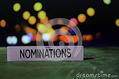 Nominations on the sticky notes with bokeh background Stock Photo